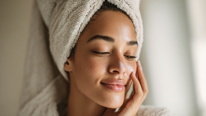 Žena nanosi anti-age kremu na lice