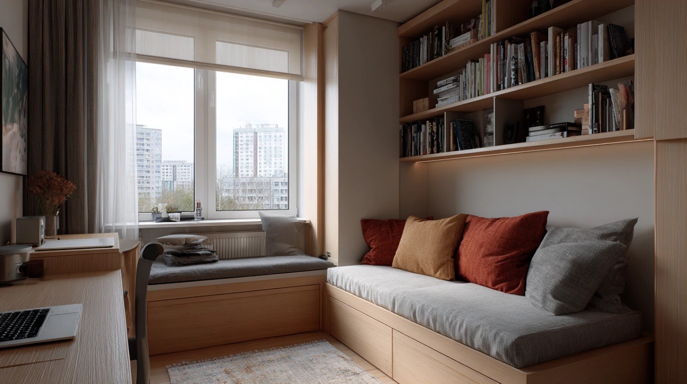 Stan sa policom za knjige koja stedi dragoceni prostor