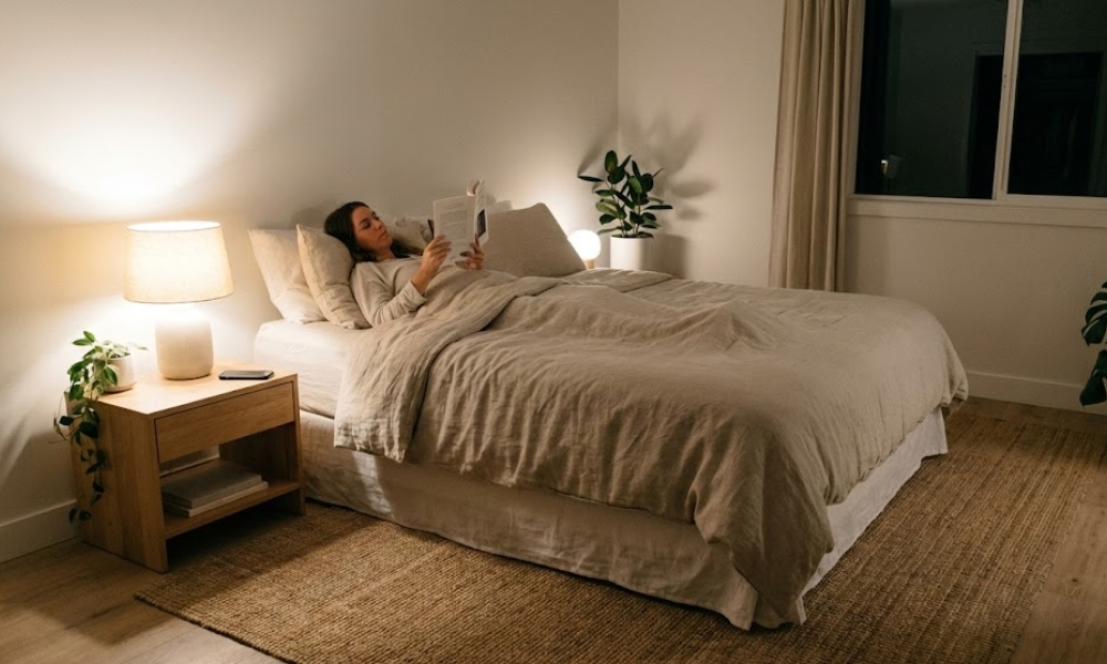 Umirujuća večernja rutina poput toplog tuša, laganog čitanja i izbegavanja ekrana pomaže telu da se brže opusti